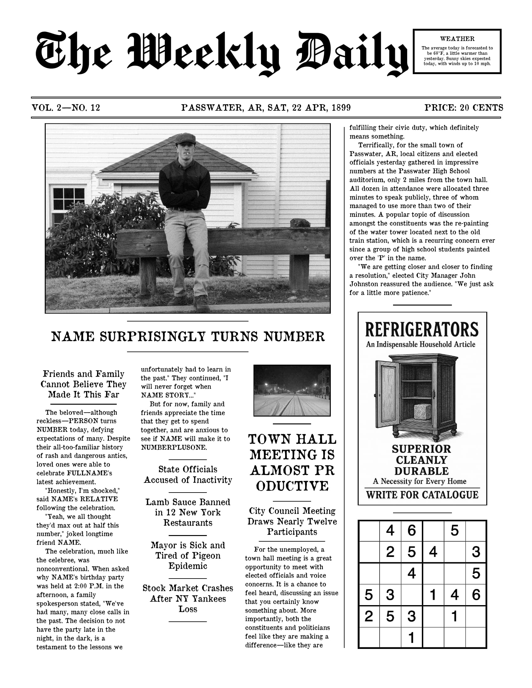 Custom vintage newspaper gift sample